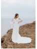 V Neck Ivory Chiffon Elegant Summer Wedding Dress